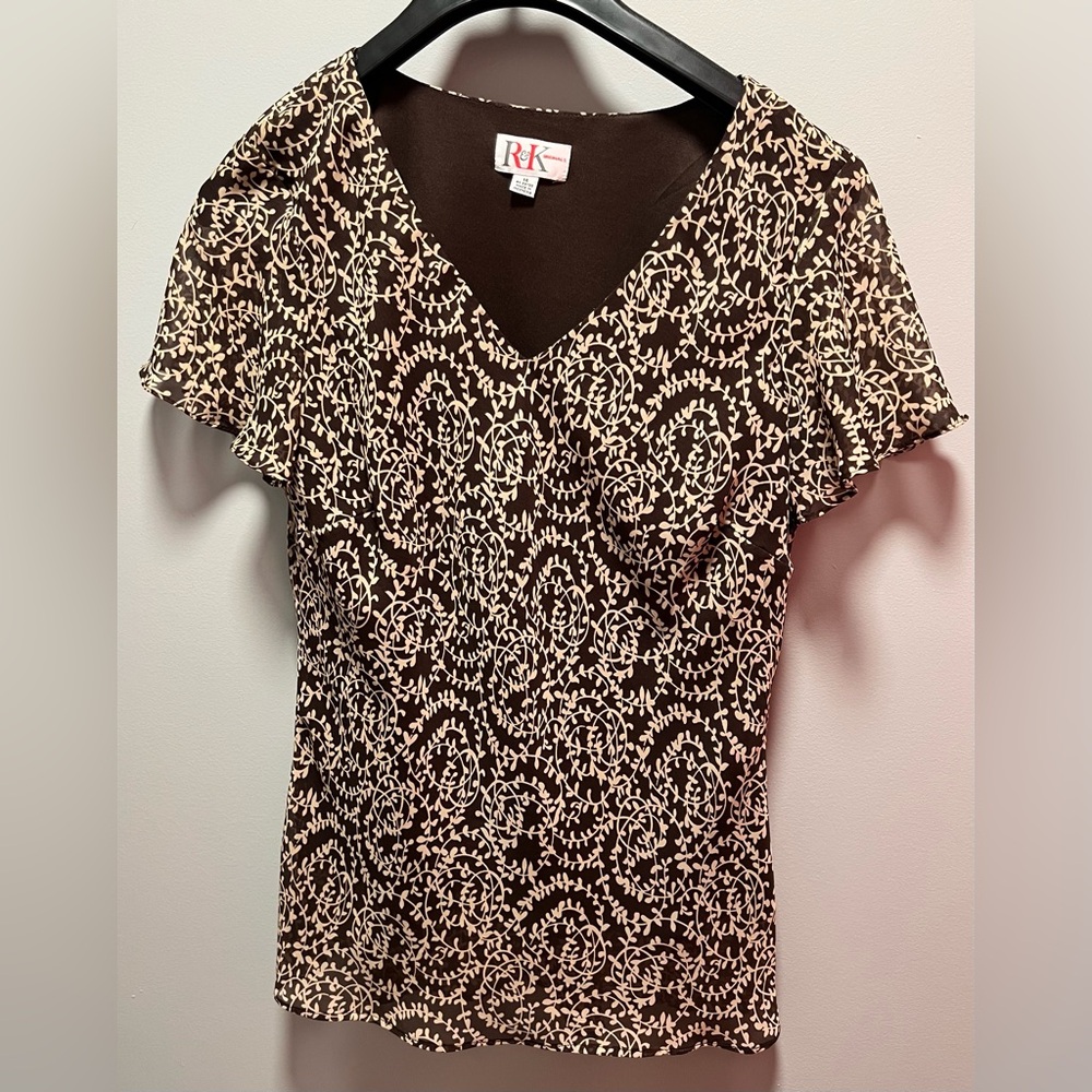 R&K Originals V-Neck Blouse Size 14